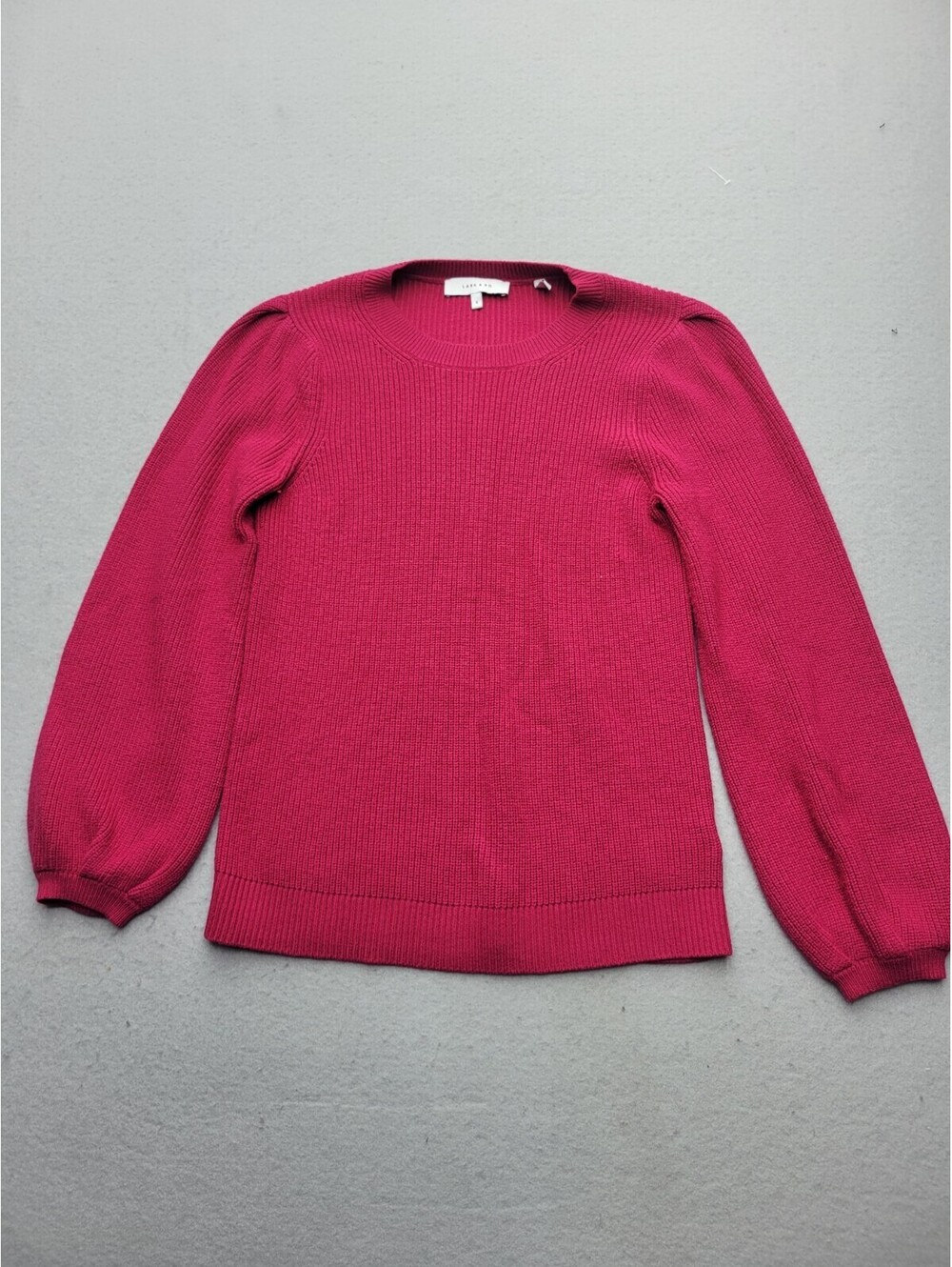 Lark and Ro Women's Sweater Small Pink Pullover Long Sleeve Solid Acrylic Blend